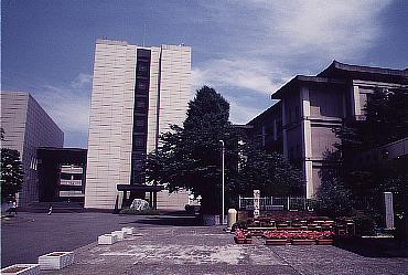 Inside Komazawa University. The building to the right contains the Zendo.