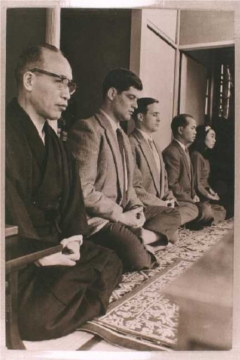 Prof. Masunaga sits Zazen with Danny Waxman and other students